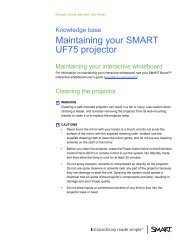 Miantaining your SMART UF75 projector kb - SMART Technologies