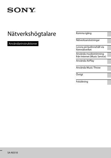 Sony SA-NS510 - SA-NS510 Istruzioni per l'uso Svedese