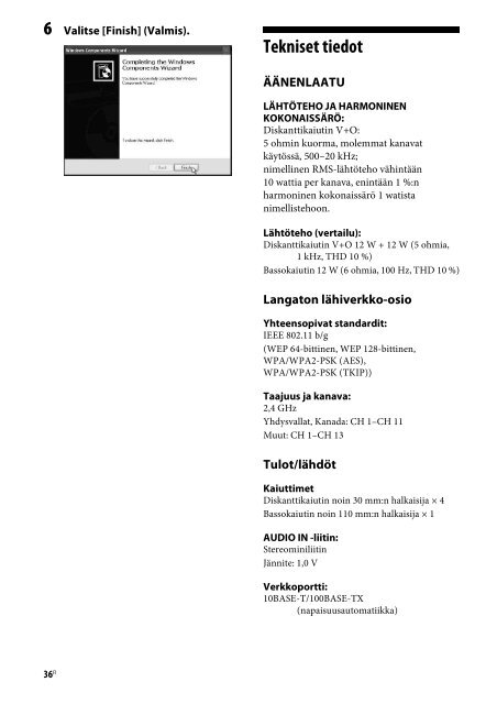 Sony SA-NS510 - SA-NS510 Istruzioni per l'uso Finlandese