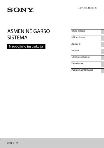 Sony GTK-X1BT - GTK-X1BT Istruzioni per l'uso Lituano