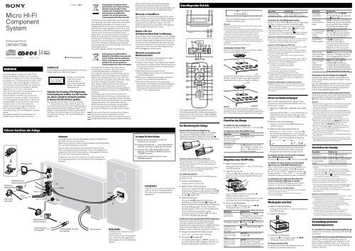 Sony CMT-BX77DBI - CMT-BX77DBI Istruzioni per l'uso Tedesco