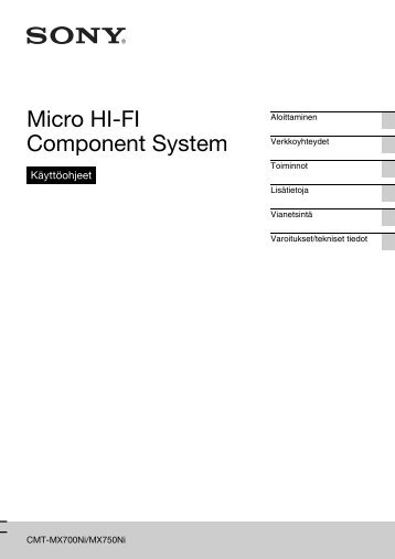 Sony CMT-MX750NI - CMT-MX750NI Istruzioni per l'uso Finlandese