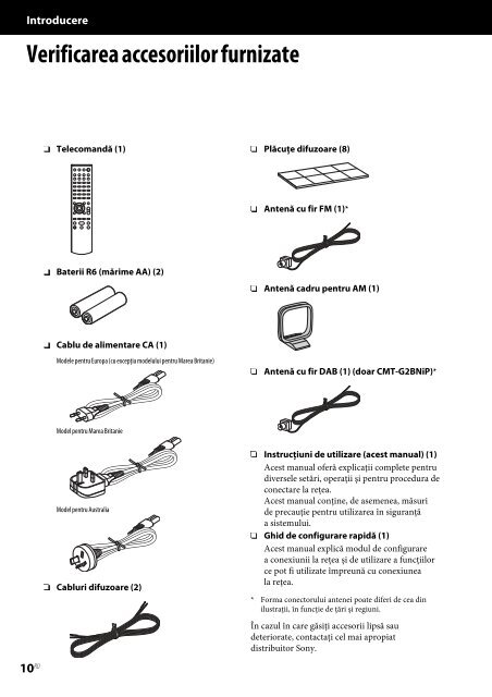 Sony CMT-G2NiP - CMT-G2NIP Istruzioni per l'uso Rumeno