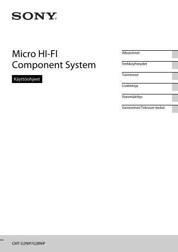 Sony CMT-G2NiP - CMT-G2NIP Istruzioni per l'uso Finlandese