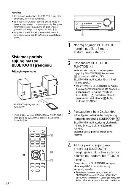 Sony CMT-SBT300WB - CMT-SBT300WB Istruzioni per l'uso Lituano