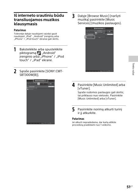 Sony CMT-SBT300WB - CMT-SBT300WB Istruzioni per l'uso Lituano