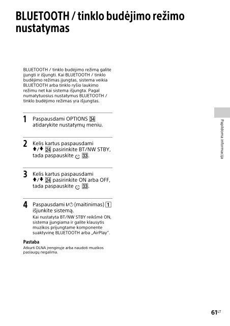 Sony CMT-SBT300WB - CMT-SBT300WB Istruzioni per l'uso Lituano