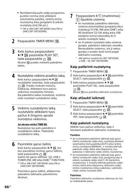 Sony CMT-SBT300WB - CMT-SBT300WB Istruzioni per l'uso Lituano