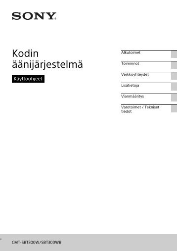 Sony CMT-SBT300WB - CMT-SBT300WB Istruzioni per l'uso Finlandese