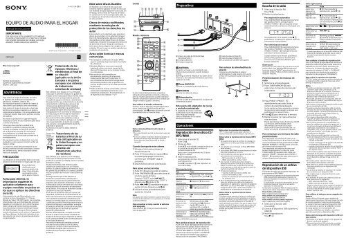 Sony CMT-S20 - CMT-S20 Istruzioni per l'uso Spagnolo