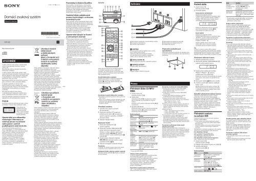 Sony CMT-S20 - CMT-S20 Istruzioni per l'uso Ceco