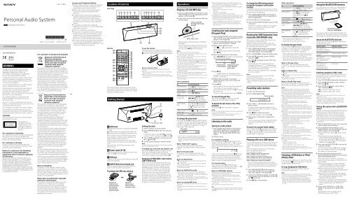 Sony CMT-BT60 - CMT-BT60 Istruzioni per l'uso Inglese