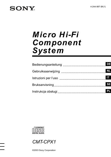 Sony CMT-CPX1 - CMT-CPX1 Istruzioni per l'uso Polacco