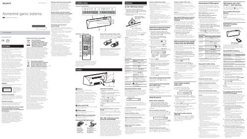 Sony CMT-BT60B - CMT-BT60B Istruzioni per l'uso Lituano