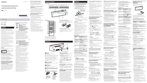 Sony CMT-BT60B - CMT-BT60B Istruzioni per l'uso Finlandese