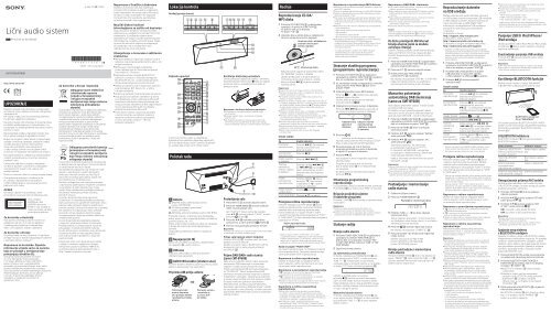 Sony CMT-BT60B - CMT-BT60B Istruzioni per l'uso Bosniaco