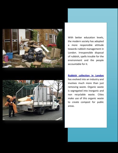 Environmental impact of rubbish collection management in London