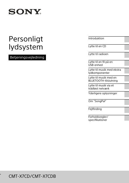 Sony CMT-X7CDB - CMT-X7CDB Istruzioni per l'uso Danese