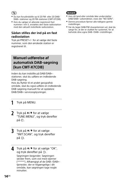 Sony CMT-X7CDB - CMT-X7CDB Istruzioni per l'uso Danese