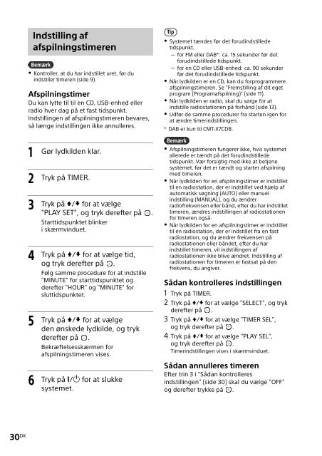 Sony CMT-X7CDB - CMT-X7CDB Istruzioni per l'uso Danese