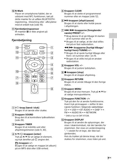 Sony CMT-X7CDB - CMT-X7CDB Istruzioni per l'uso Danese