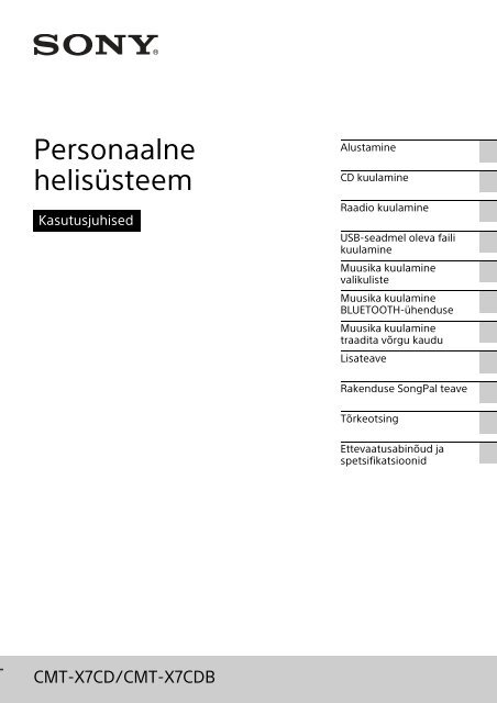 Sony CMT-X7CDB - CMT-X7CDB Istruzioni per l'uso Estone