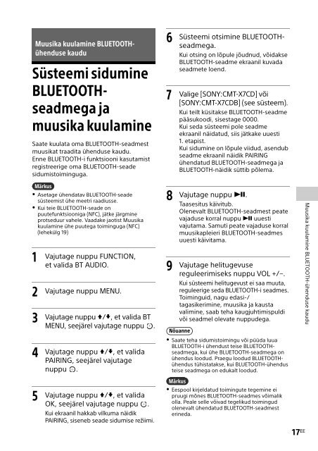 Sony CMT-X7CDB - CMT-X7CDB Istruzioni per l'uso Estone