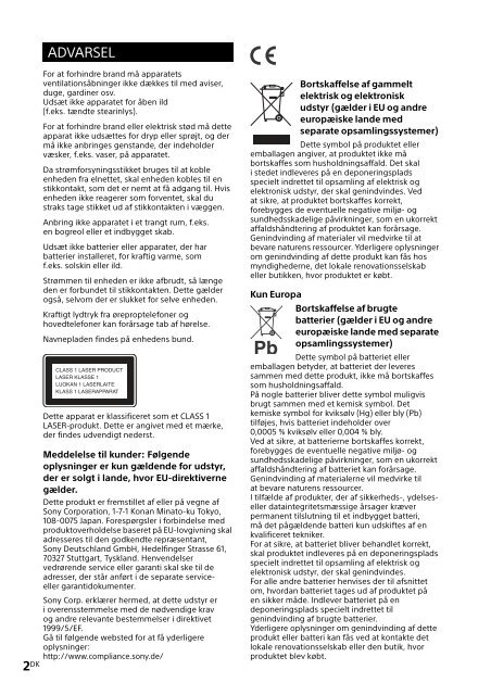 Sony CMT-X3CD - CMT-X3CD Istruzioni per l'uso Danese