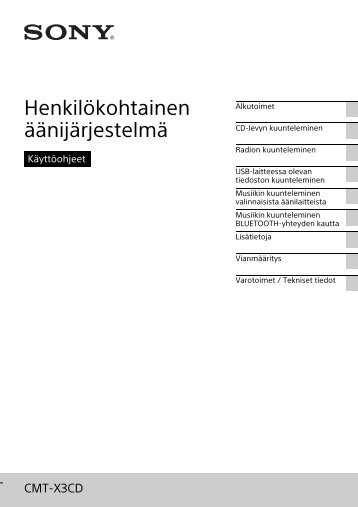 Sony CMT-X3CD - CMT-X3CD Istruzioni per l'uso Finlandese