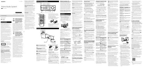 Sony CMT-SBT100B - CMT-SBT100B Istruzioni per l'uso Francese