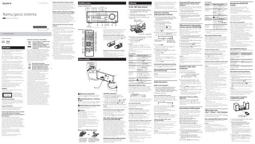 Sony CMT-SBT100 - CMT-SBT100 Istruzioni per l'uso Lituano