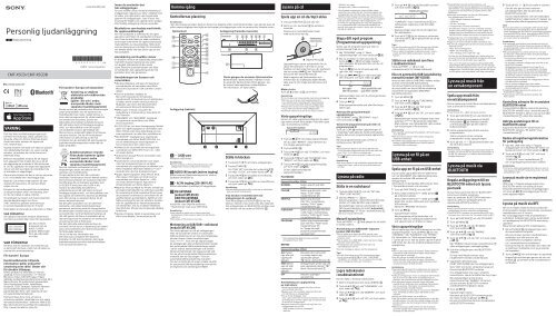 Sony CMT-X5CDB - CMT-X5CDB Istruzioni per l'uso Svedese