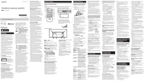 Sony CMT-X5CDB - CMT-X5CDB Istruzioni per l'uso Slovacco