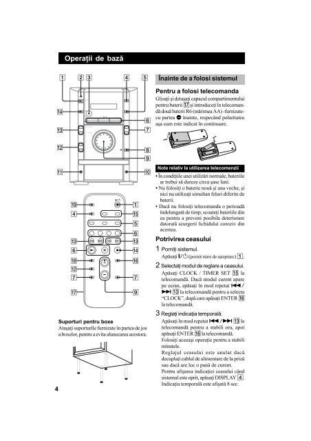 Sony CMT-GS10 - CMT-GS10 Istruzioni per l'uso Rumeno