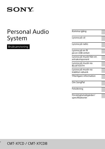 Sony CMT-X7CD - CMT-X7CD Istruzioni per l'uso Svedese