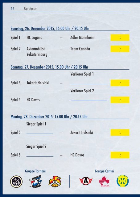 Spengler Cup Programm EISZEITEN