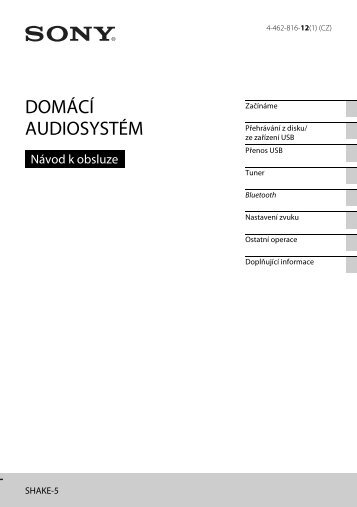 Sony SHAKE-5 - SHAKE-5 Istruzioni per l'uso Ceco