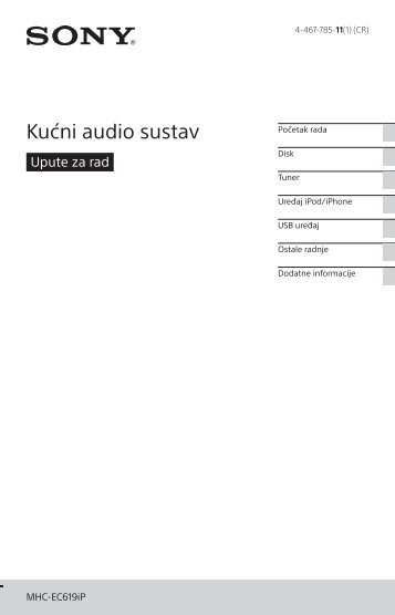 Sony MHC-EC619iP - MHC-EC619IP Istruzioni per l'uso Croato