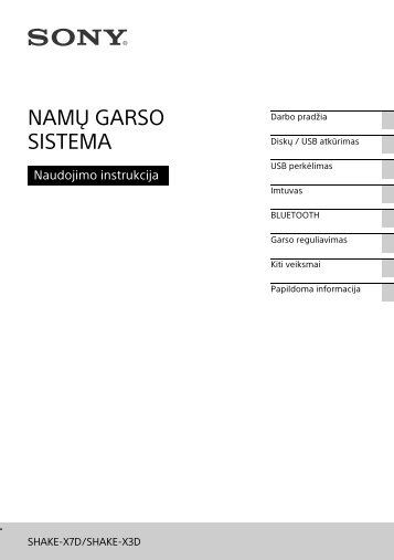 Sony SHAKE-X3D - SHAKE-X3D Istruzioni per l'uso Lituano
