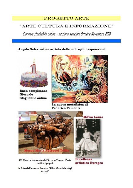 Progetto Arte giornale mensile sfogliabile online Ottobre Novembre 2015