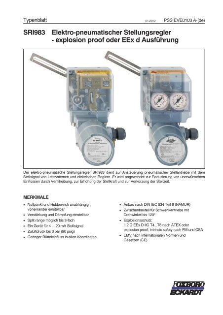 SRI983 Elektro-pneumatischer Stellungsregler - FOXBORO ECKARDT