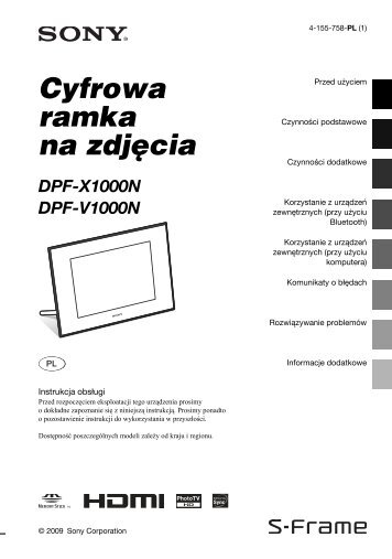 Sony DPF-X1000N - DPF-X1000N Istruzioni per l'uso Polacco