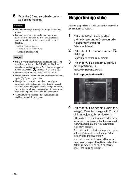 Sony DPF-E72N - DPF-E72N Istruzioni per l'uso Croato