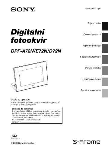 Sony DPF-D72 - DPF-D72 Istruzioni per l'uso Croato