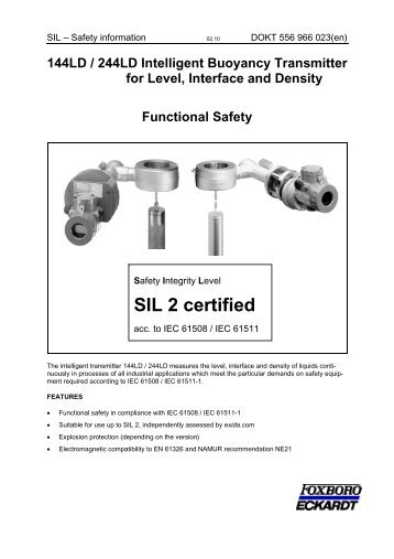 SIL 2 certified - Foxboro Eckardt
