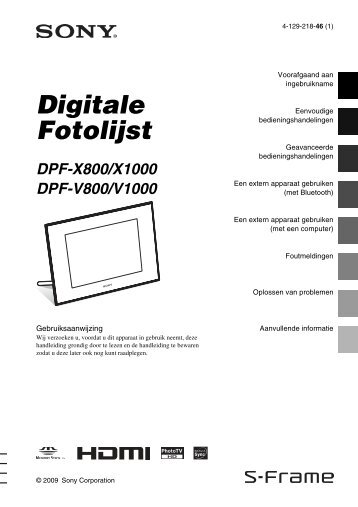 Sony DPF-V800 - DPF-V800 Istruzioni per l'uso Olandese