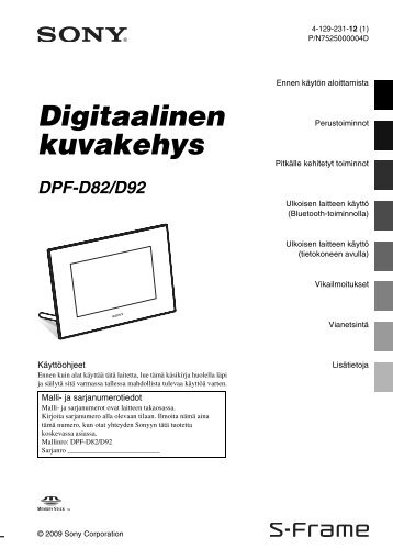 Sony DPF-D82 - DPF-D82 Istruzioni per l'uso Finlandese