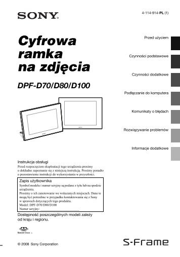 Sony DPF-D70 - DPF-D70 Istruzioni per l'uso Polacco