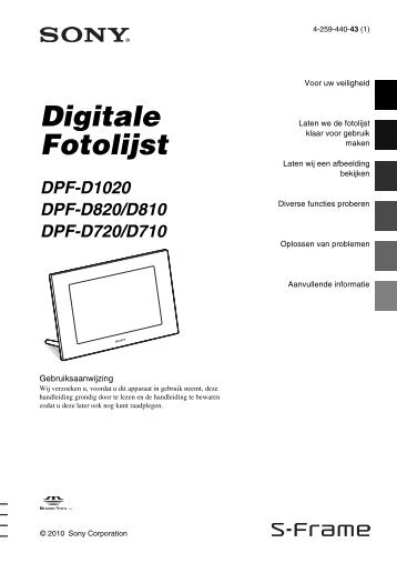 Sony DPF-D810 - DPF-D810 Istruzioni per l'uso Olandese