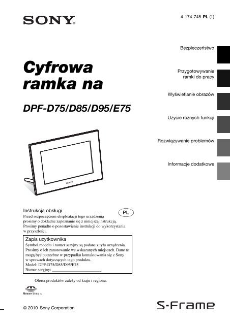 Sony DPF-D85 - DPF-D85 Istruzioni per l'uso Polacco